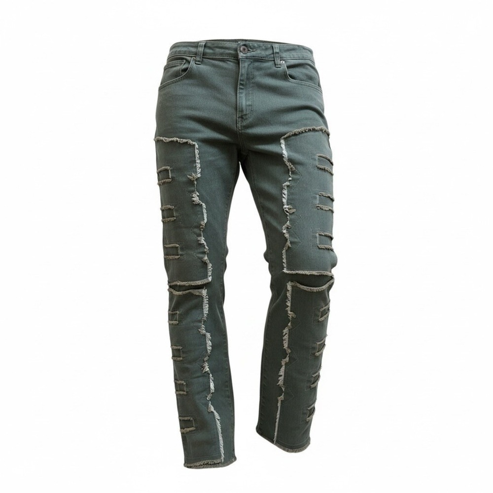 Vintage Blue Denim Distressed High Waisted Bootcut Jeans Women's Size 36X30‎ XL